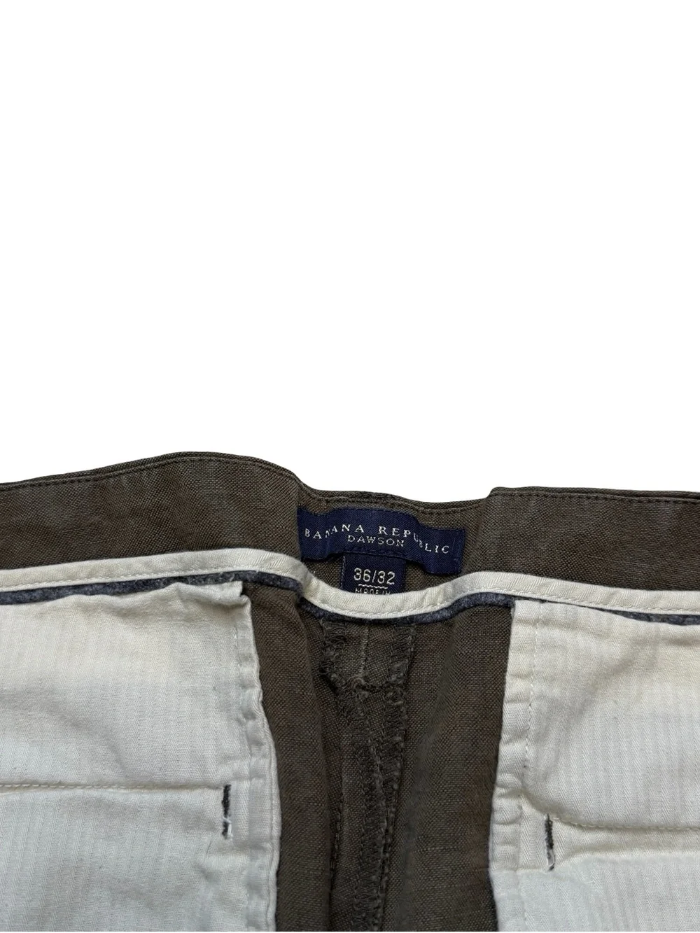 Mens Banana Republic Dawson Brown Cotton Linen Straight Pants Size 36x32